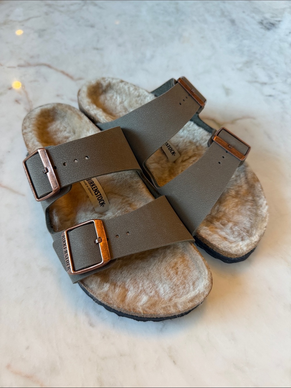 Birkenstock Women's Arizona Shearling-Lined Sandal in Taupe